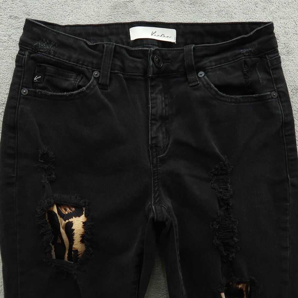 KanCan Jeans Junior's Size 7/27 Black Low-Rise Skinny 29" Inseam Distressed - Picture 12 of 16